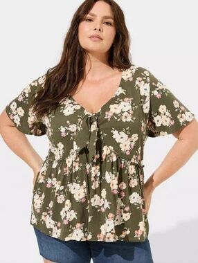Torrid Heritage Jersey Tie-Front Babydoll Top